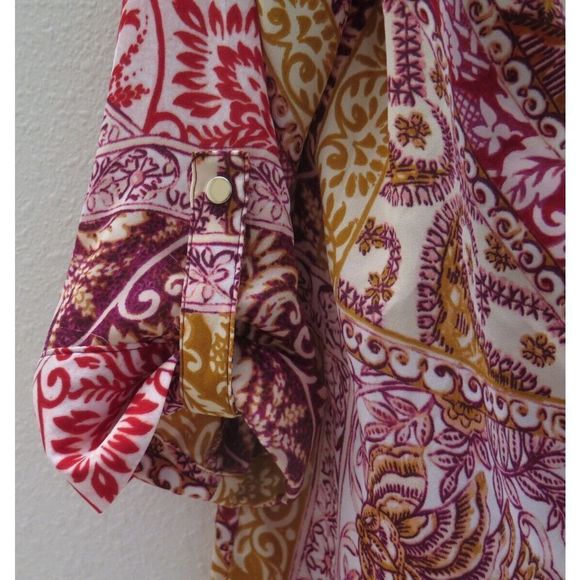 JM Collection 100136387MS Women's Sz M Real Red Holiday Romance V-Neck Blouse - Picture 3 of 8